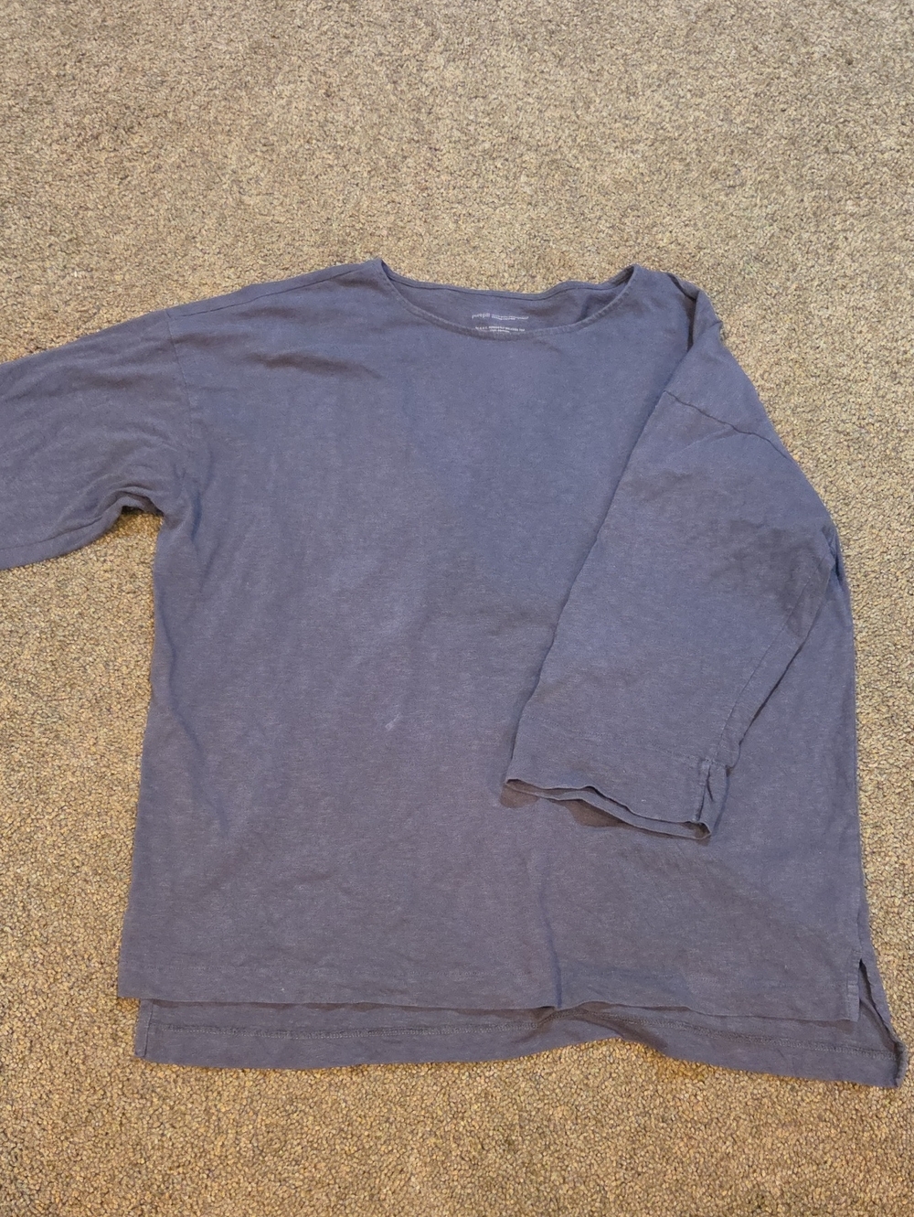 Pure Jill Grey Organic Cotton Perfectly Relaxed 3/4 Sleeve Top